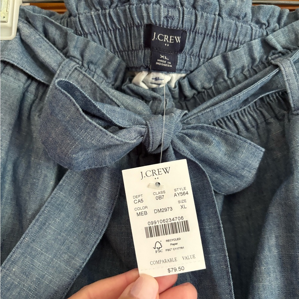 J. Crew Denim Chambray Skirt with Belt loops and self fabric belt. - Picture 3 of 6